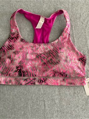 lululemon athletica Pink and Gray Patterned Racerback Sports Bra